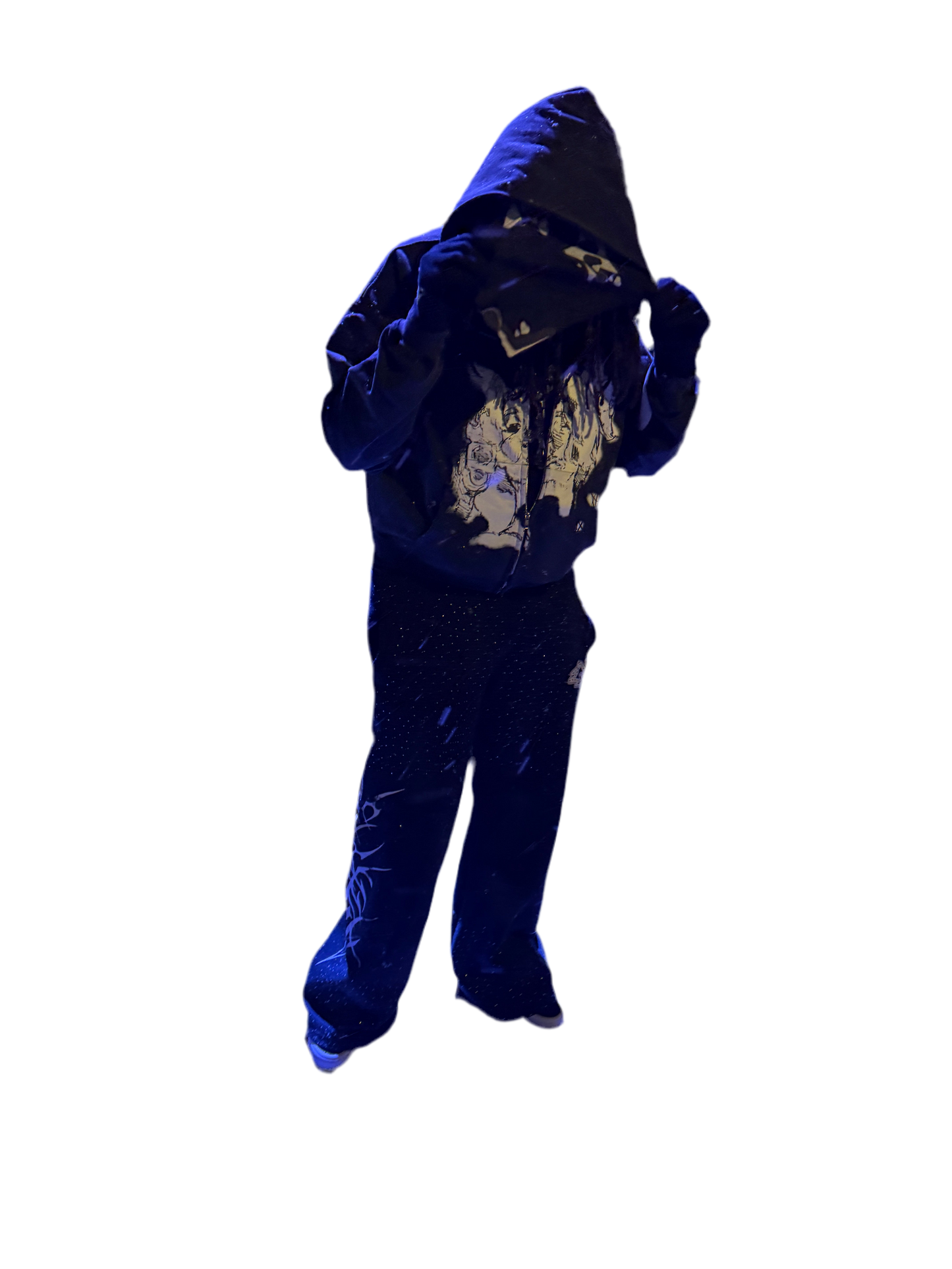 “FIGHTING DEMONS” cropped zip-up