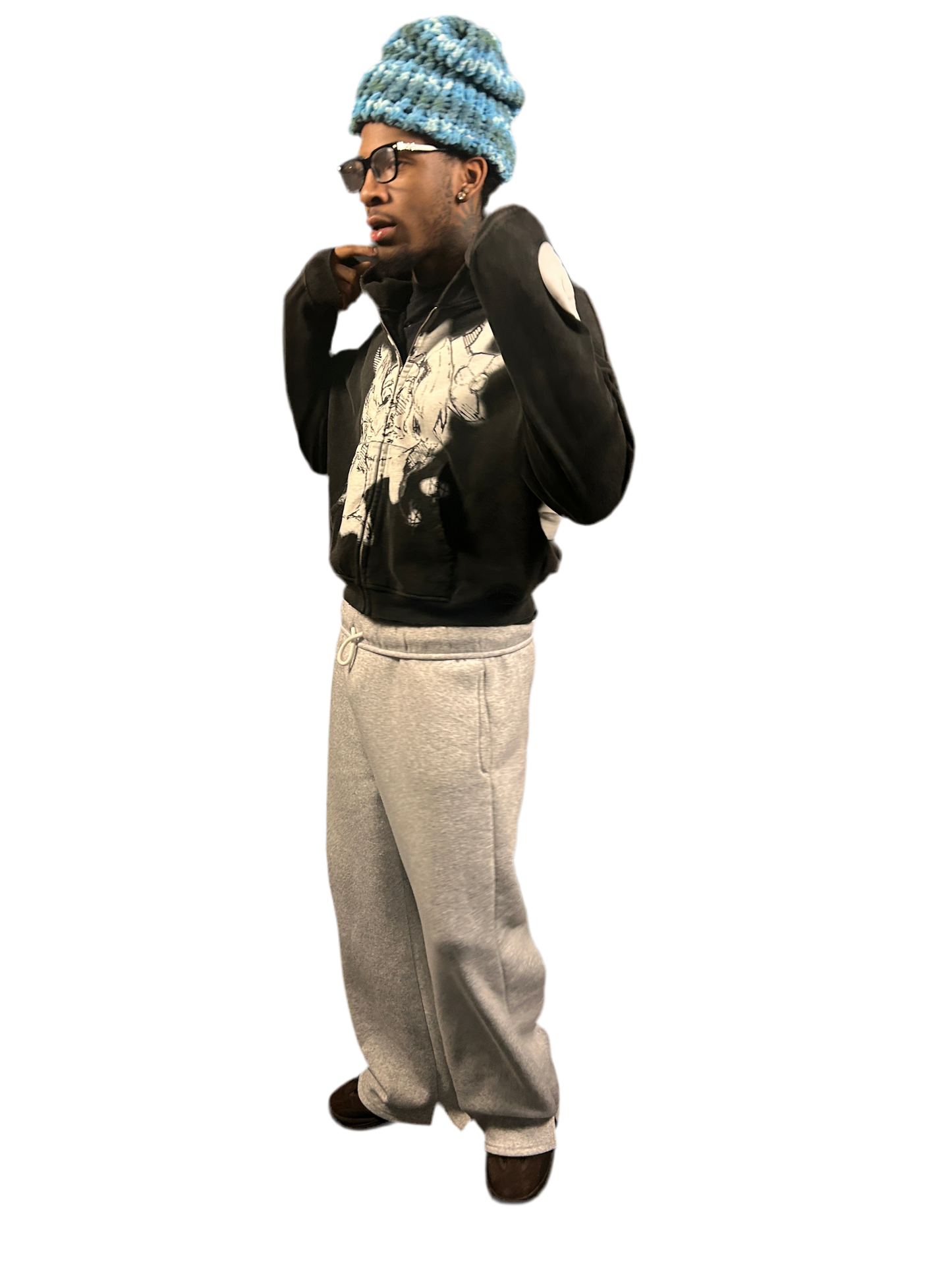 “FIGHTING DEMONS” cropped zip-up