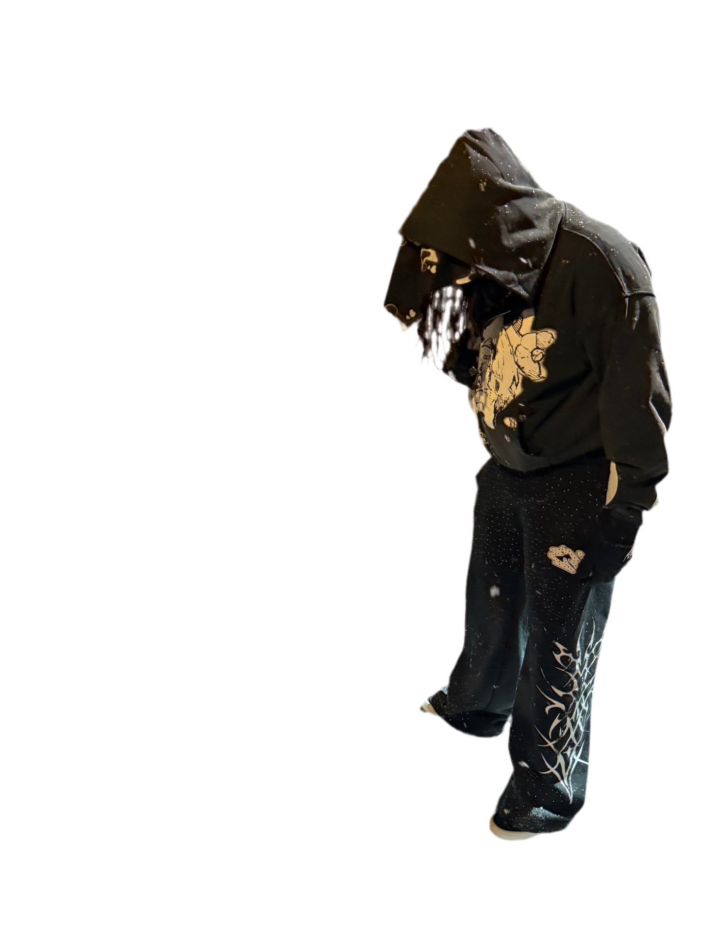 “FIGHTING DEMONS” cropped zip-up