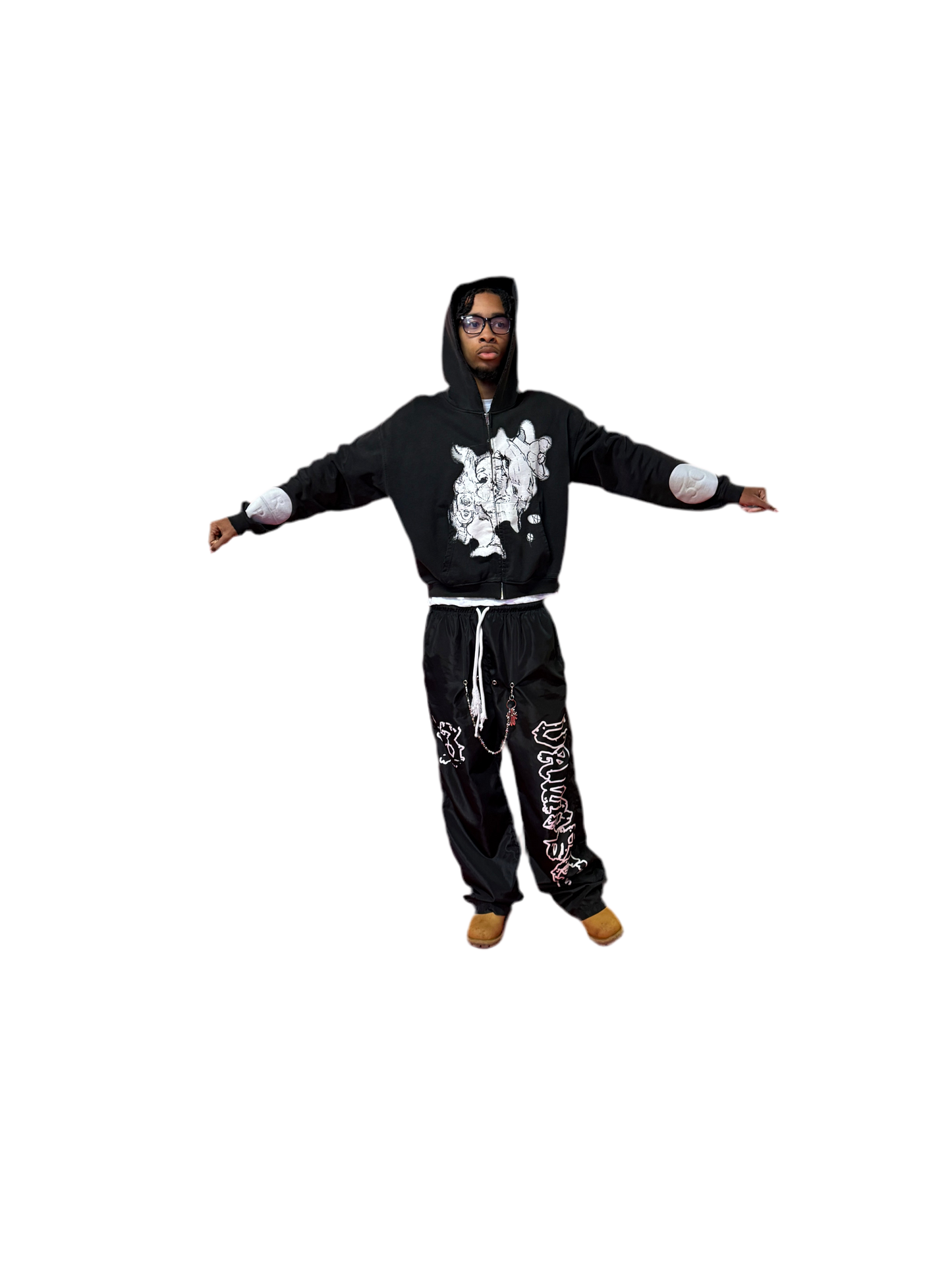 “FIGHTING DEMONS” cropped zip-up